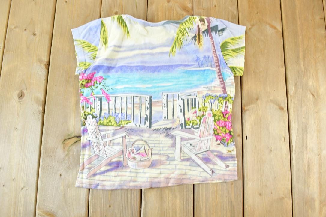 Vintage 1990s Neon Beach AOP Single Stitch T-Shirt