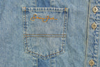 Vintage Denim Embroidered Short Sleeve Button Up Shirt