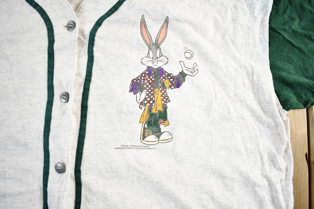 Vintage 1994 Looney Tunes Bugs Bunny Taz Baseball Jersey Shirt Men's XL
