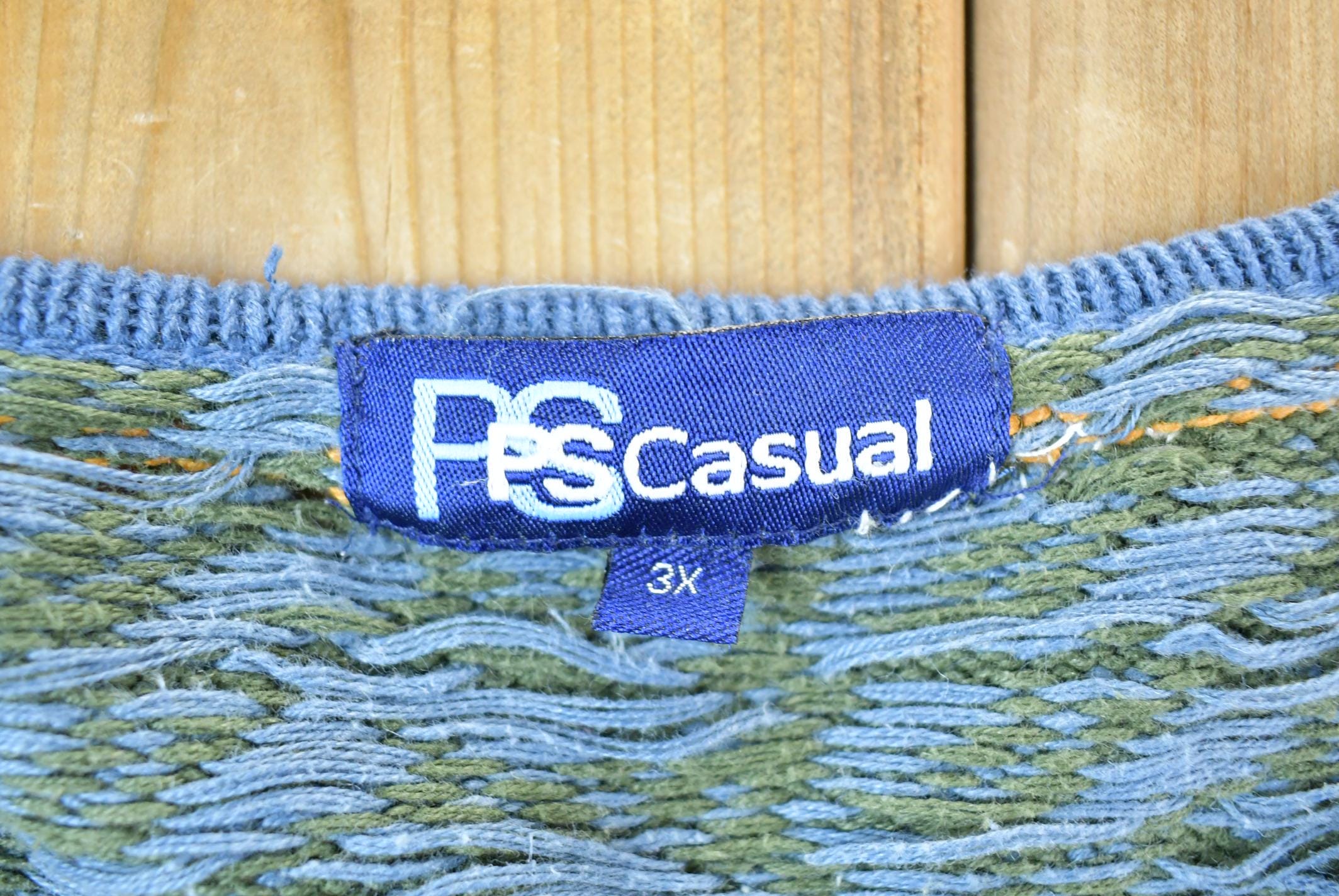 Vintage 1990s PS casual Landscape Theme Knit Crewneck Full Zip Sweater