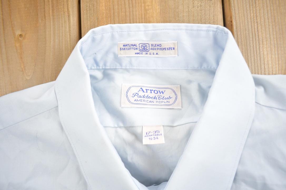Vintage 1980s Arrow Paddock Club Blank Button Up Shirt Made In USA