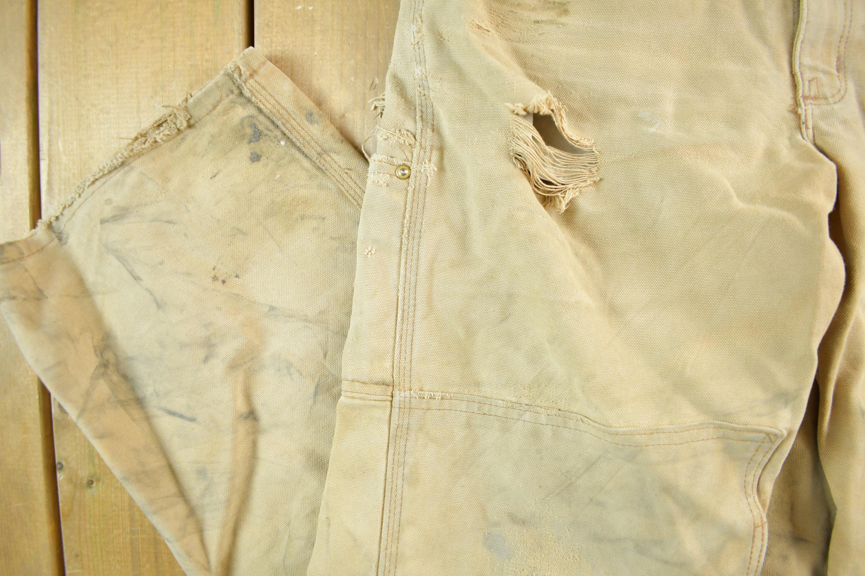Vintage 1990s Carhartt Double Knee Canvas Overalls Size 33 x 29