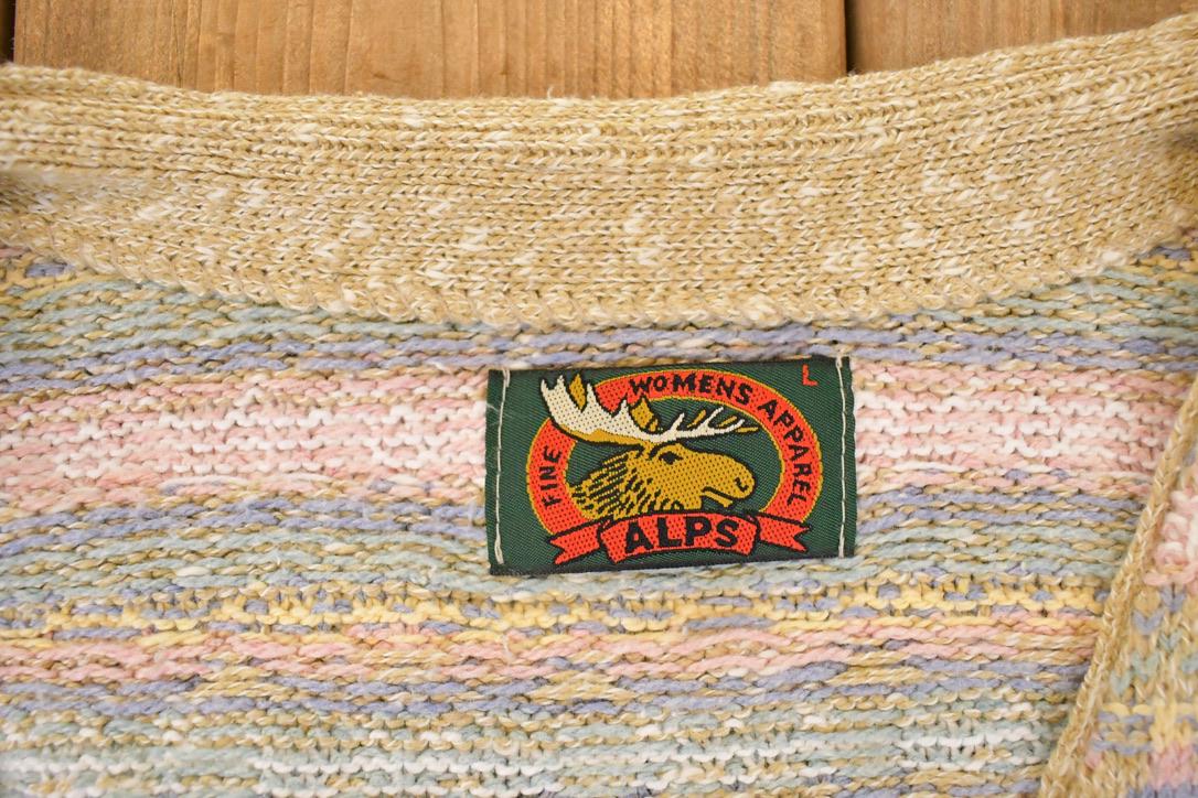 Vintage 1990s Alps Fine Women's Apparel Abstract Knit Cardigan Sweater Womens L /