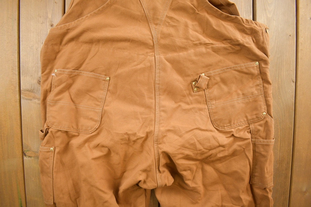 Vintage 1990s Carhartt Double Knee Canvas Overalls Size 50x30