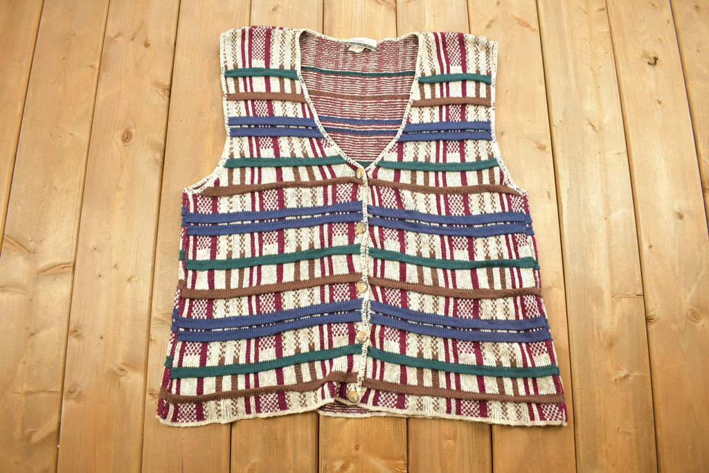 Vintage 1990s Diana Macro Knitted Sweater Vest  Vintage 90s Vest  Pattern Sweater  Knit Vest  Abstract Pattern  Embroidered