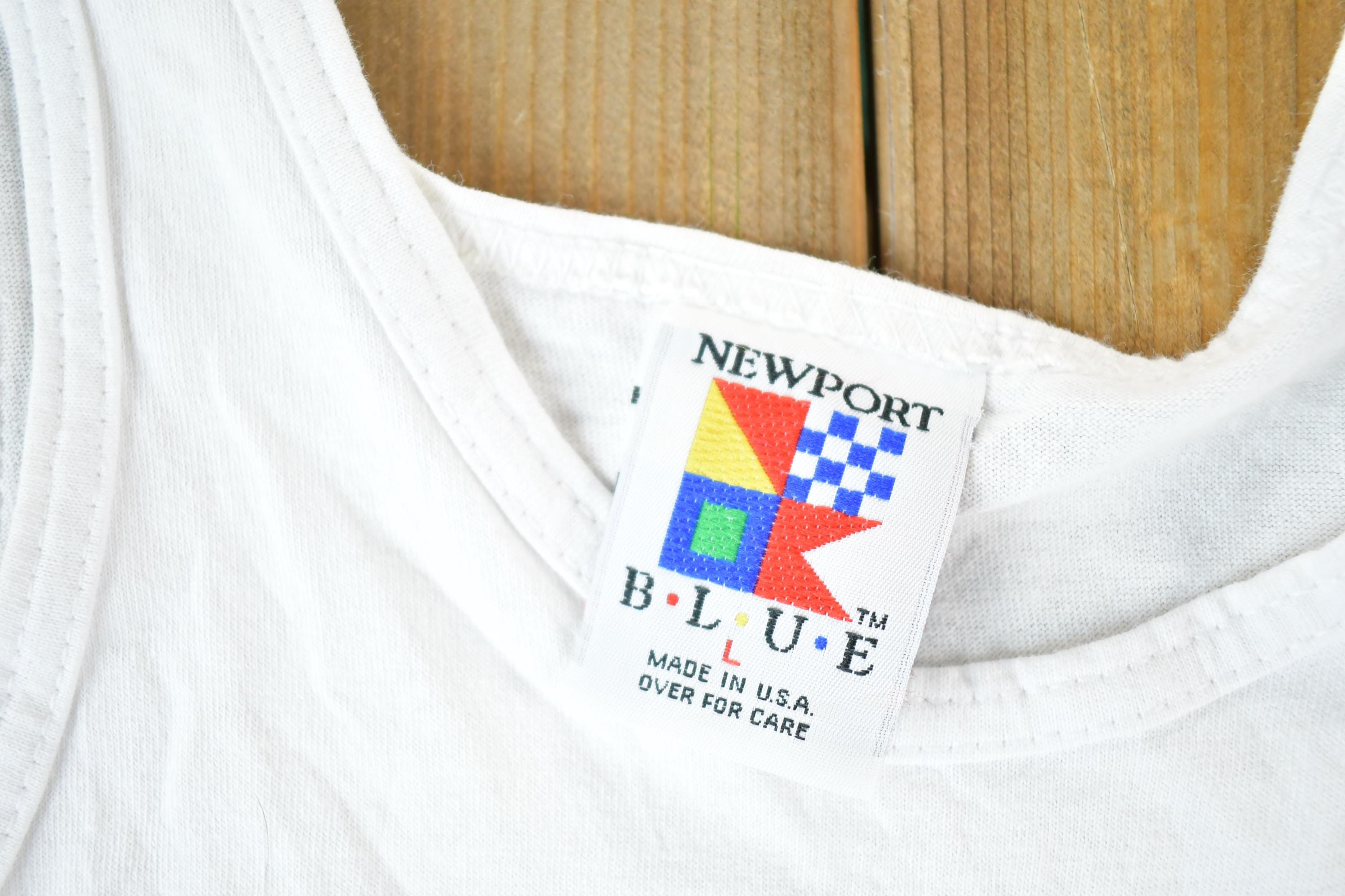 Vintage 1990s Newport Blue Sailboat Tank Top Mens L