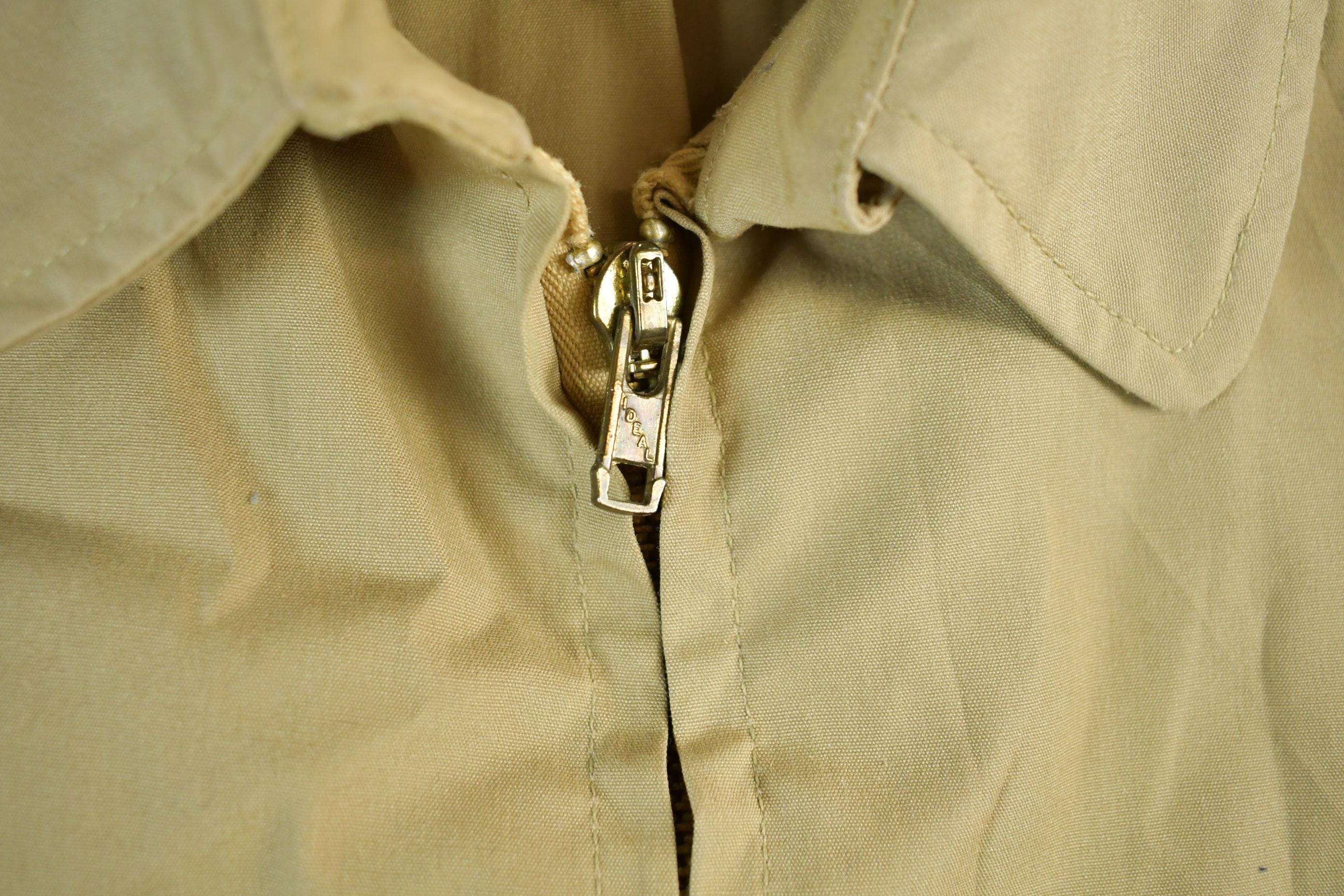 Vintage 1970s 1980s Blank Beige Harrington Windbreaker Jacket Mens 42R  True Vintage  Streetwear  Blank Windbreaker  70s Jacket