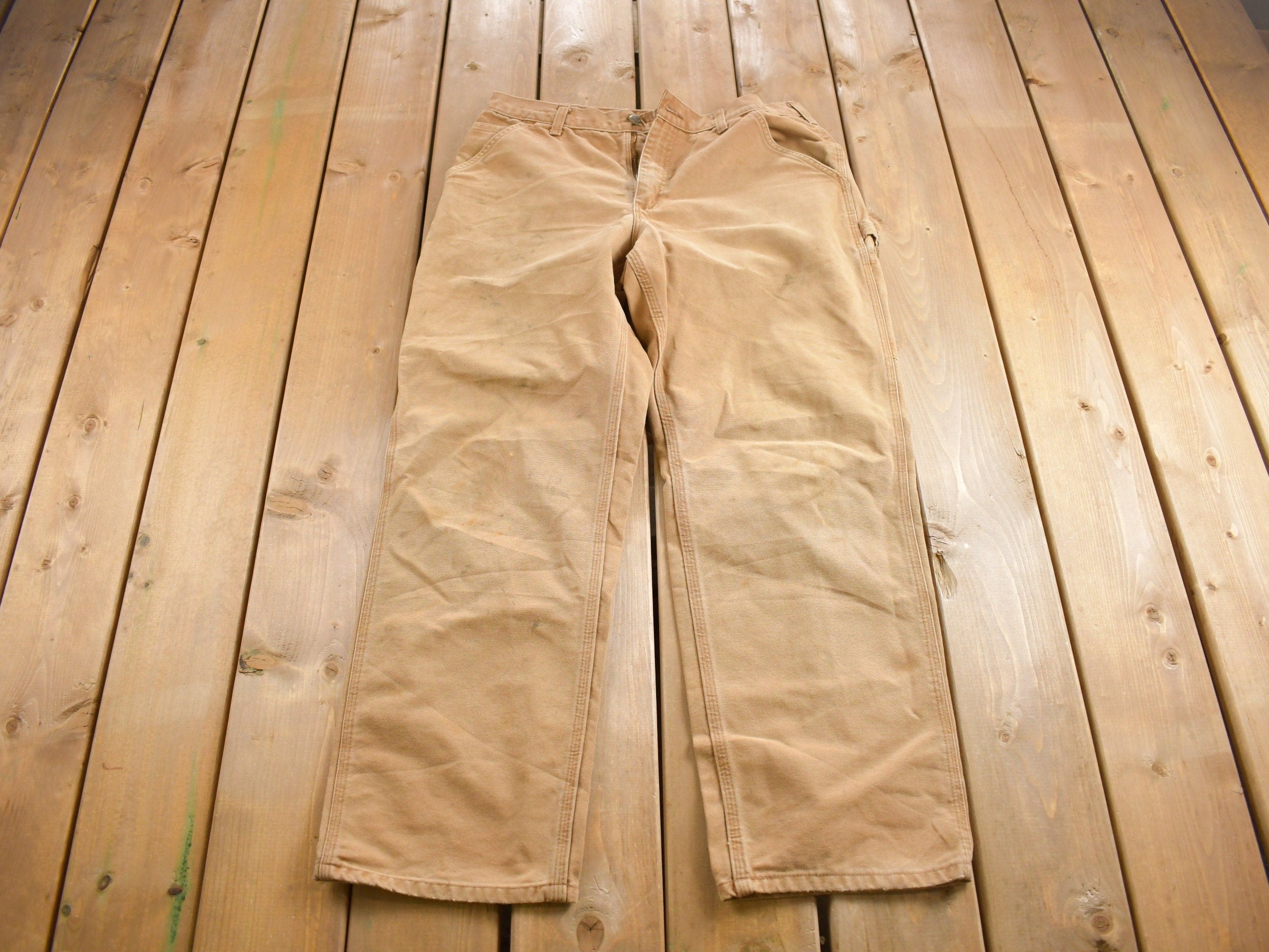 Vintage 1990s Carhartt Beige Work Pants Size 34 x 30