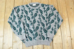 Vintage 1990s Paisley Knit Abstract Pattern Crewneck Sweater