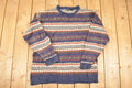 Vintage 1990s North Crest Abstract Striped Knit Crewneck Sweater Women's XL / 90s Knitted Sweatshirt / Vintage Preppy Knits