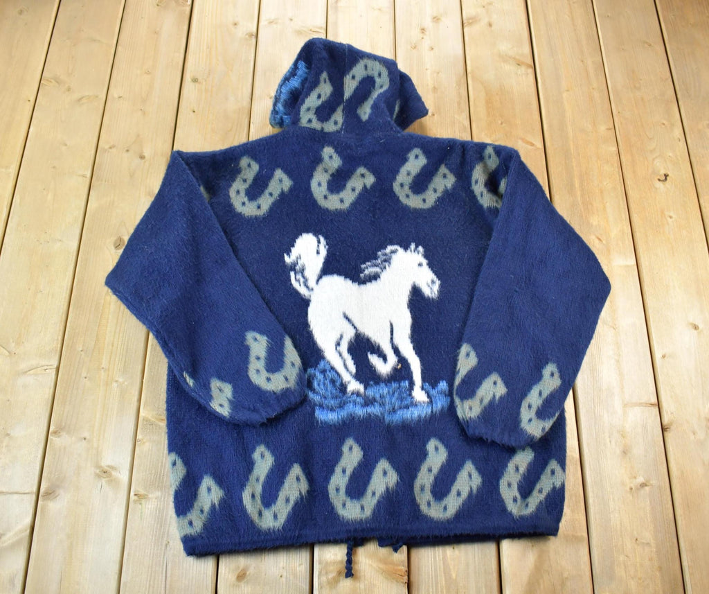 Vintage 1990s Ruminahui Hoses AOP 100% Wool Knit Hoodie Sweater