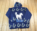 Vintage 1990s Ruminahui Hoses AOP 100% Wool Knit Hoodie Sweater