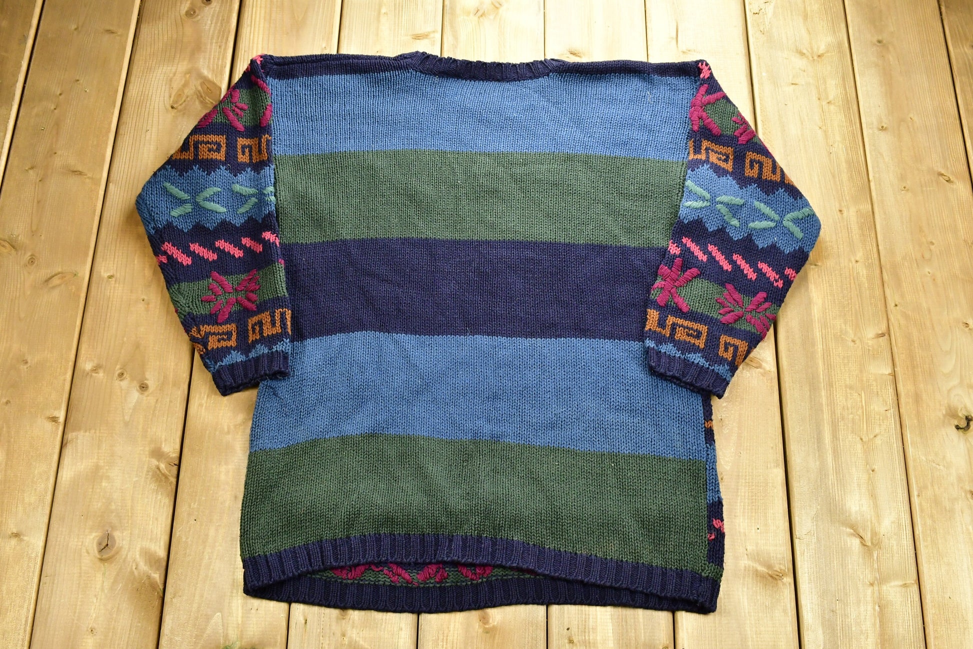 Vintage 1990's Abstract Pattern Knitted Sweater / Vintage 90s Crewneck / Pattern Sweater / Paul Harris Design / Pullover Sweatshirt /