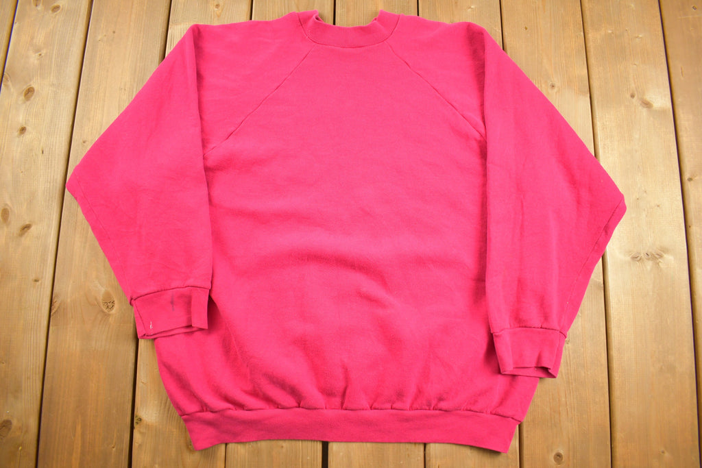 Vintage 1980s Fruit Of The Loom Blank Pink Raglan Crewneck Sweatshirt