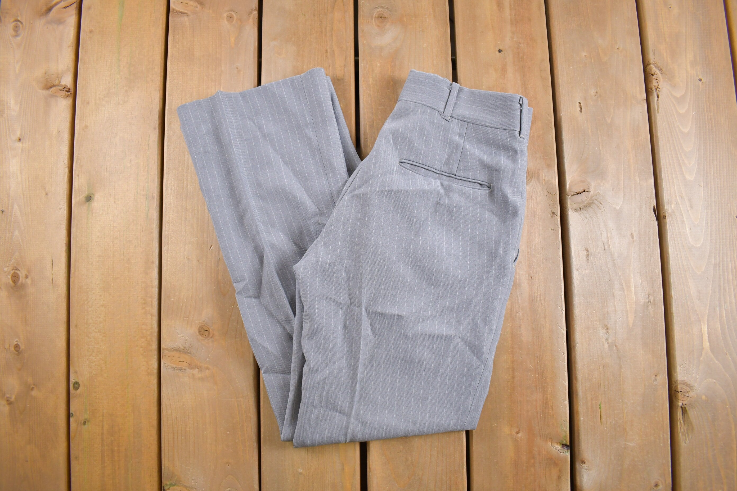 Vintage 1970s Pleated Striped Trousers Size 29 x 29.5