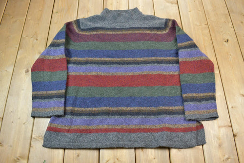 Vintage 1990s Lauren Ralph Lauren Striped Knit Women's Sweater / Vintage Ralph Lauren / Lambswool
