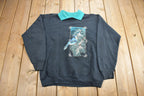 Vintage 1990s Embroidered Blue Jay Bird Theme Collared Sweater  Grandma Sweater  Made In USA