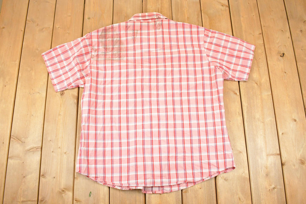 Vintage 1990s Wrangler Plaid Western Button Up Shirt Men's XL