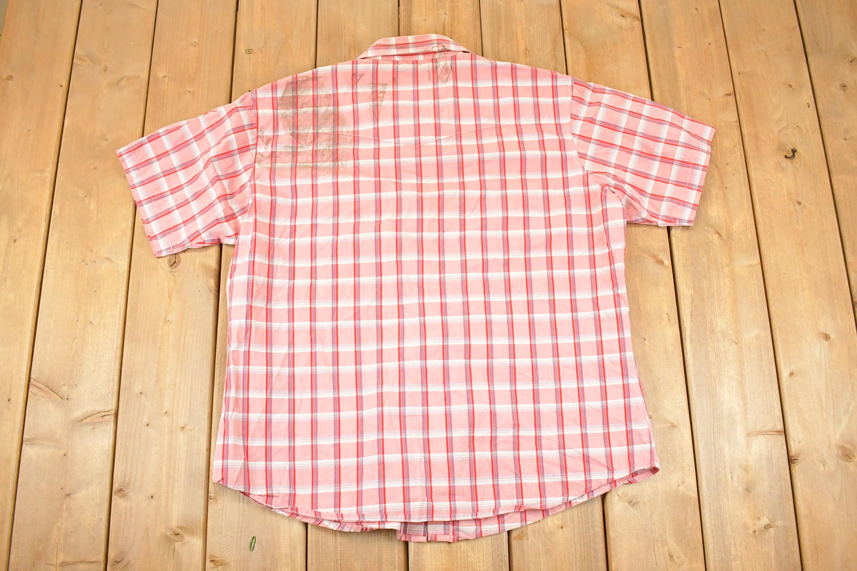 Vintage 1990s Wrangler Plaid Western Button Up Shirt Men's XL