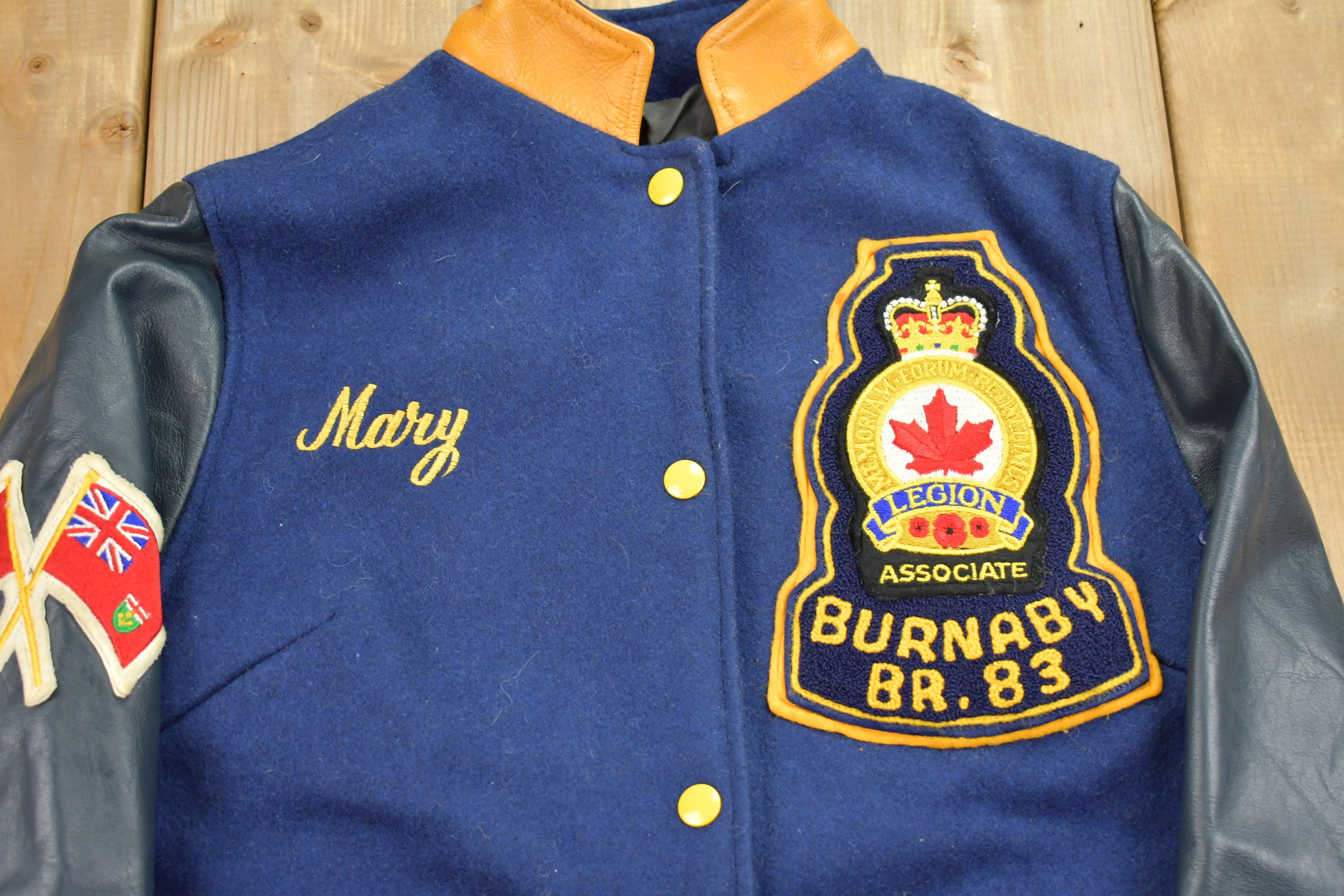 Vintage 1980s Burnaby Legion Leather Varsity Jacket