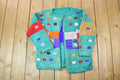 Vintage 1990s Colour Block Button Up Knit Crewneck Sweater / 90s Crewneck / Made In USA / Preppy