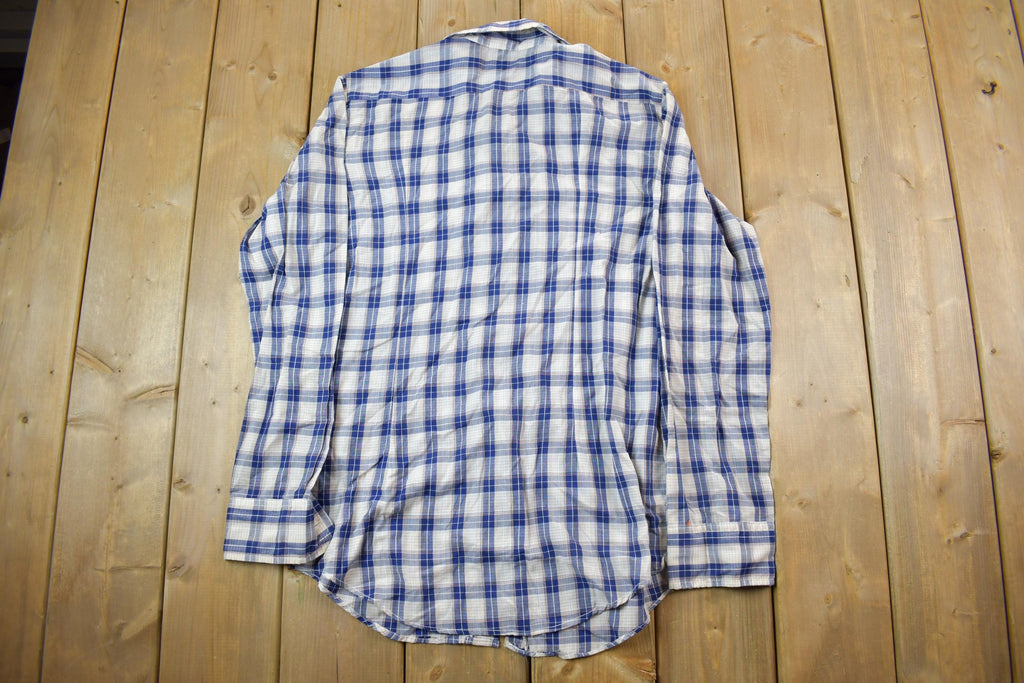 Vintage 1990s Blue Plaid Button Up Flannel Shirt