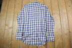Vintage 1990s Blue Plaid Button Up Flannel Shirt