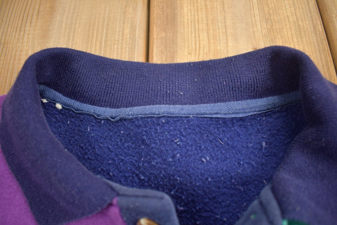 Vintage 1990s Polo Colorful Button Up Collard Sweatshirt