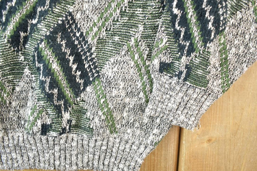 Vintage 1990s Michael Herald Knit Abstract Pattern Crewneck Sweater Mens L