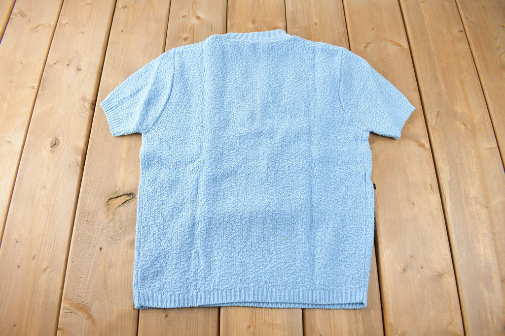 True Vintage 1960s Deadstock Miss Scotch English Short Sleeve Quarter Zip Knit Acrylic Sweater