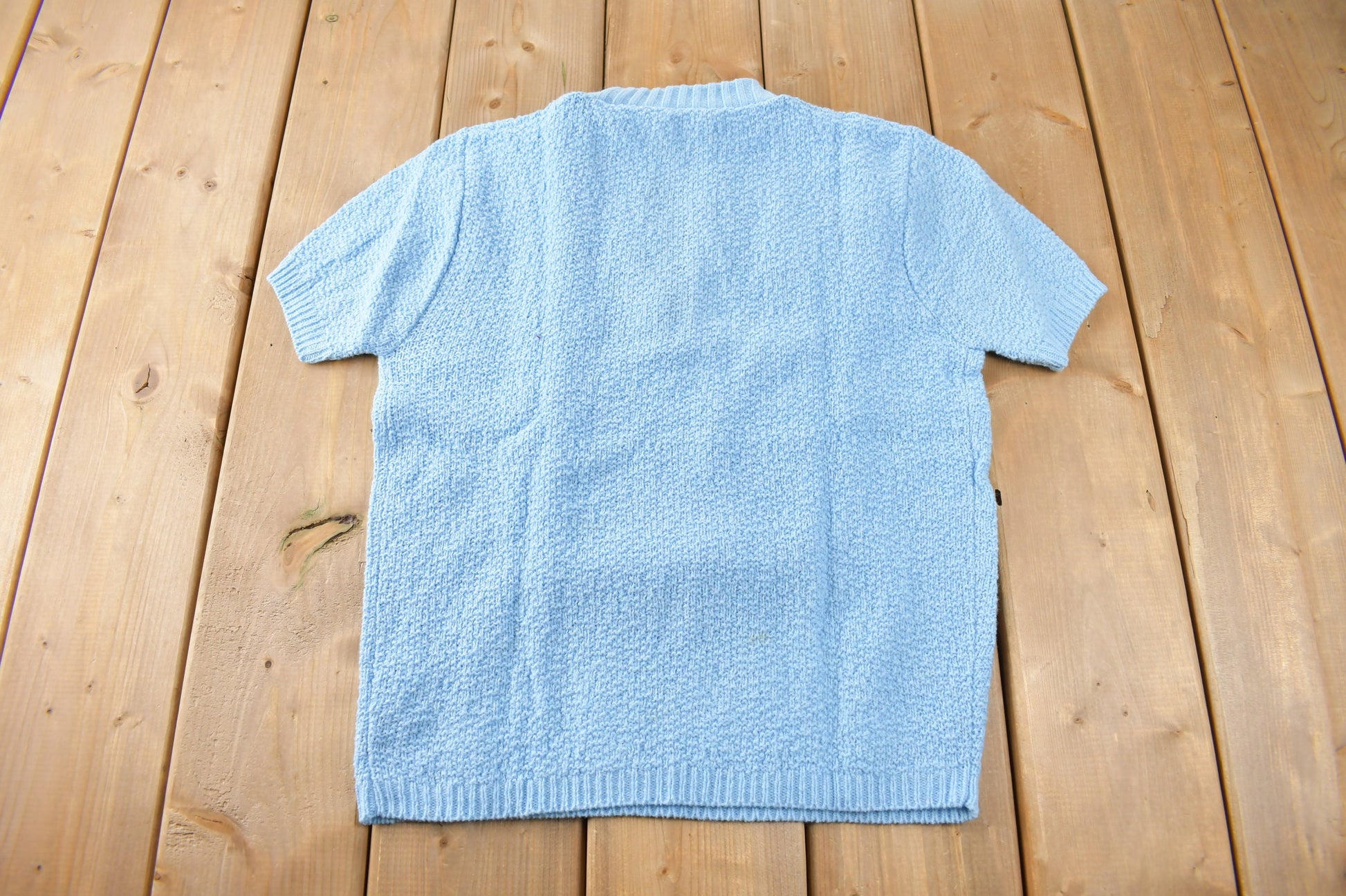 True Vintage 1960s Deadstock Miss Scotch English Short Sleeve Quarter Zip Knit Acrylic Sweater