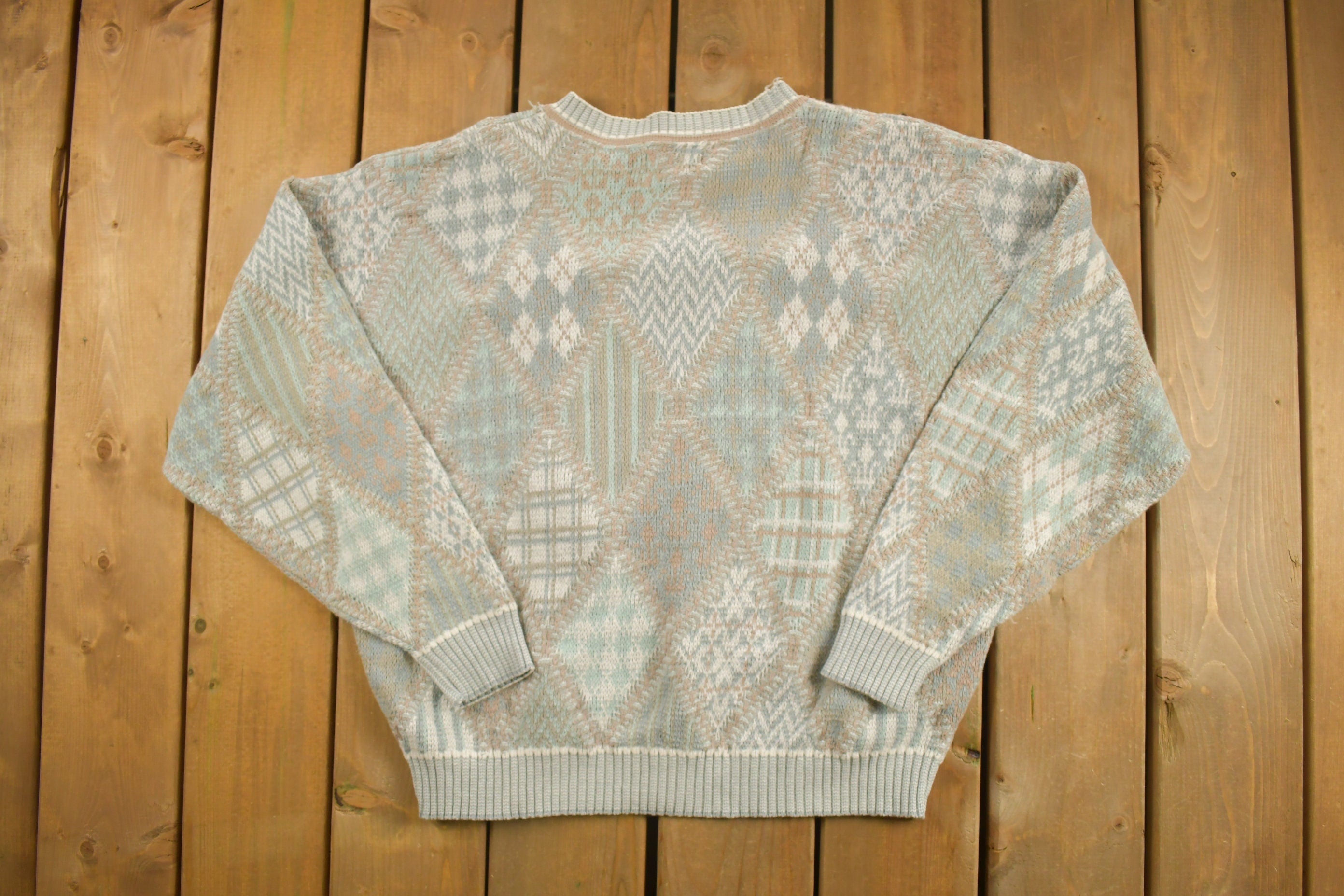 Vintage 1990s Crossings Knitted Grey Crewneck Sweater