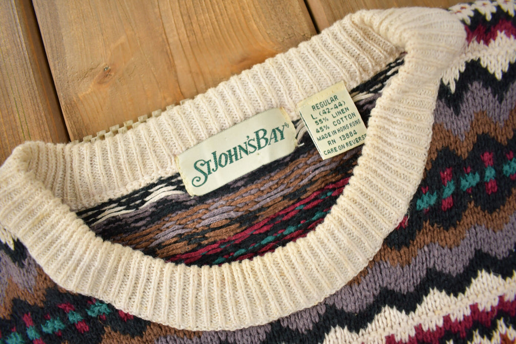 Vintage 1990s St. Johns Bay Knit Pattern Crewneck Sweater
