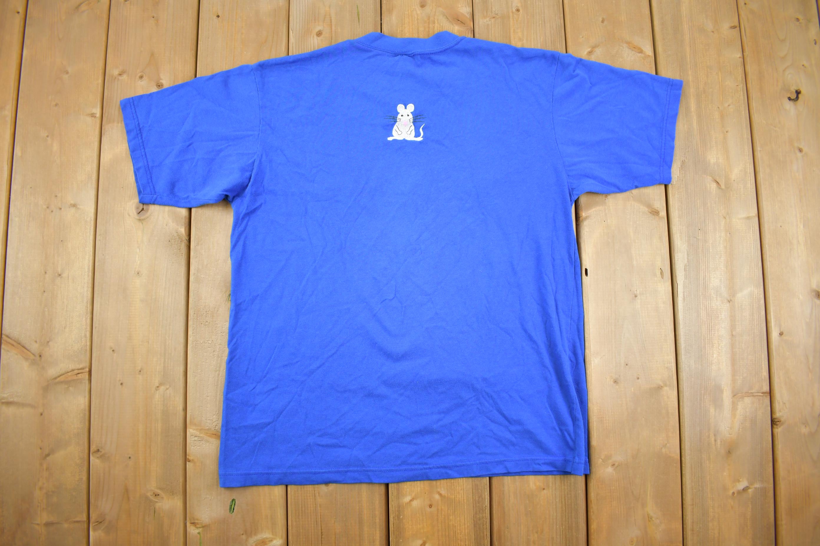 Vintage 1990s Cute Three Mice Embroidered T Shirt