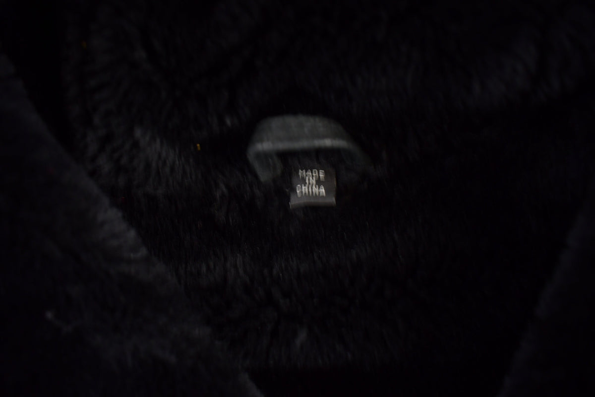 Vintage 1990s Black Suede Shearling Coat
