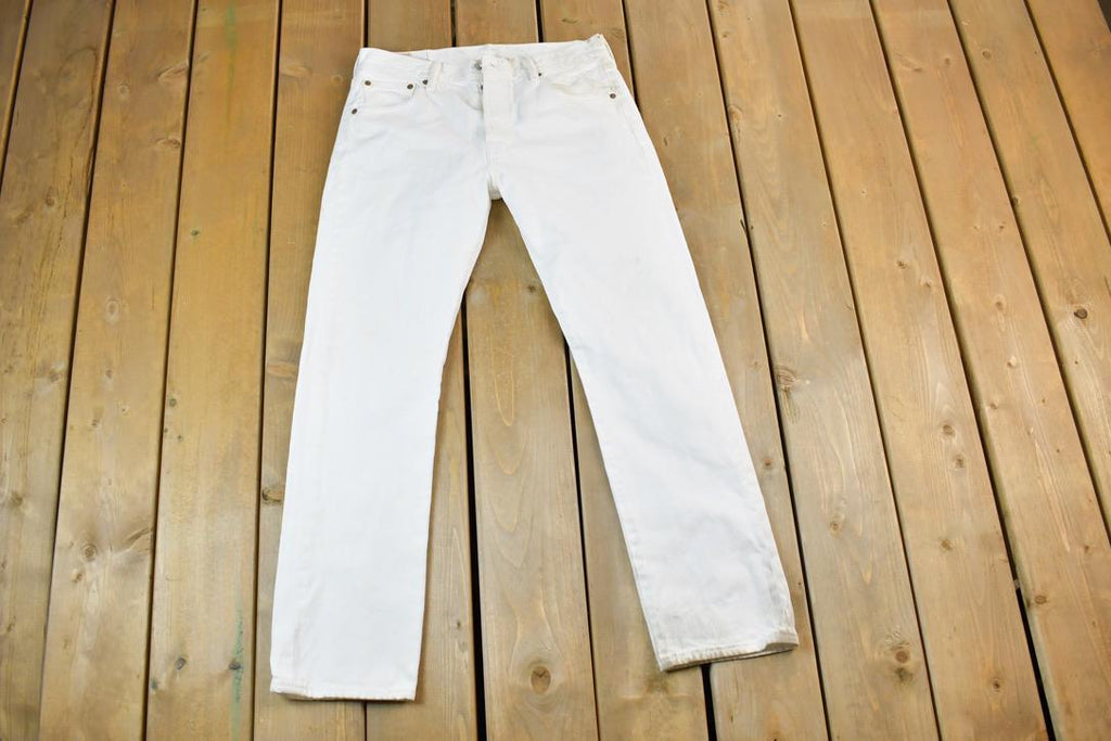 Vintage 1990s Levi Strauss Red Tab 501 Button Fly Denim Jeans Size 30 x 30 Made In USA