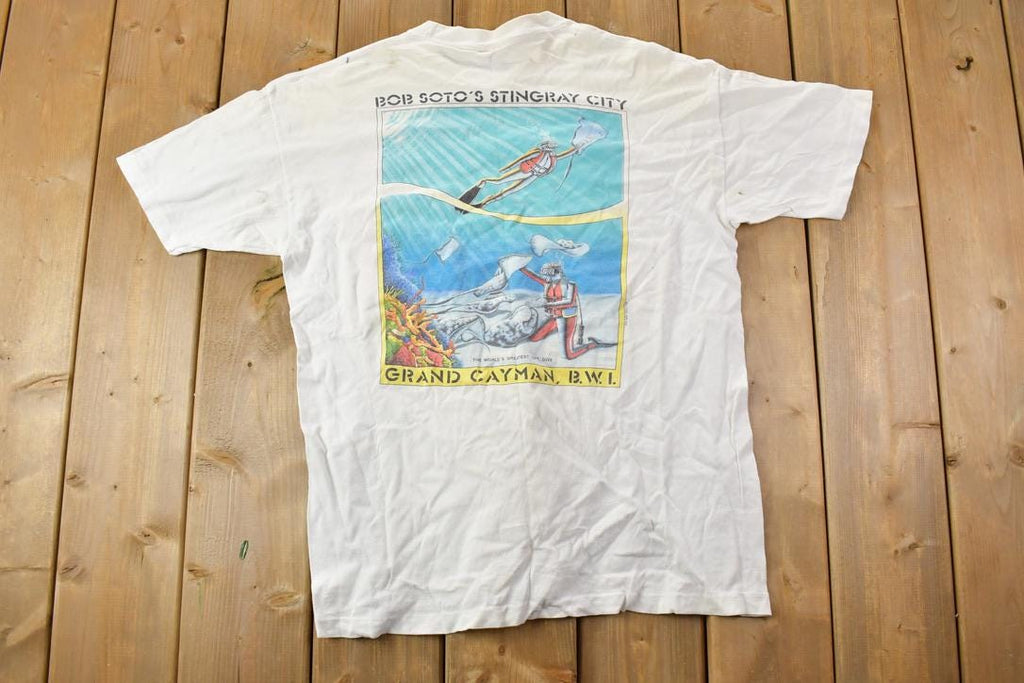 Vintage 1990s Bob Soto's Diving Stingray City Grand Cayman Souvenir T-Shirt