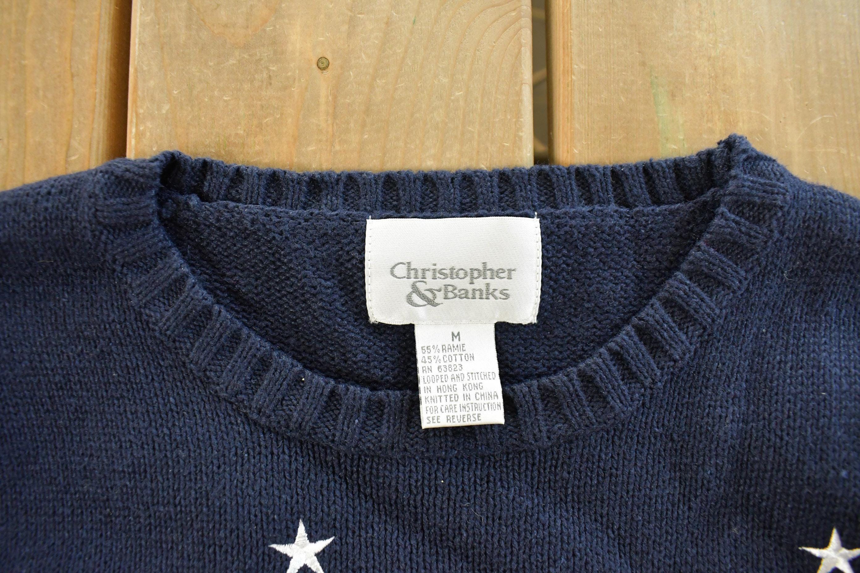 Vintage 1990s Christopher & Banks Teddy Bear USA Knit Crewneck Sweater Women's S