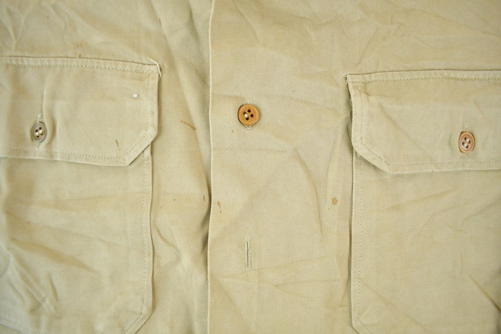 Vintage 1977 Army Military Button Up Shirt Men's Large
