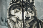 Vintage 1990s Winter Wolf Theme Fleece Sweater Jacket Men's Medium