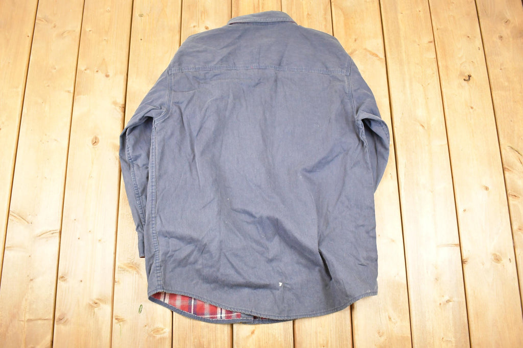 Vintage 1990s LL Bean Plaid Lined Denim Button Up Shirt Women's L