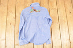 Vintage 1960s Loop Embroidered Horses Button Up Shirt Women's S