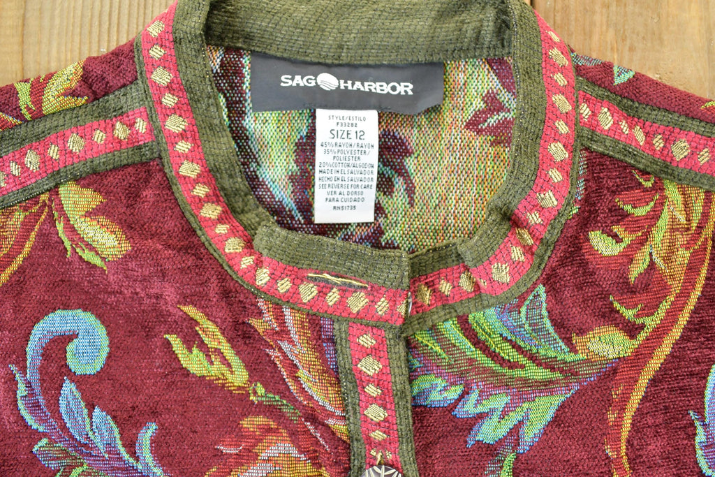 Vintage 1990s Sag Harbour Knit Abstract Pattern Crewneck Sweater Womens Large