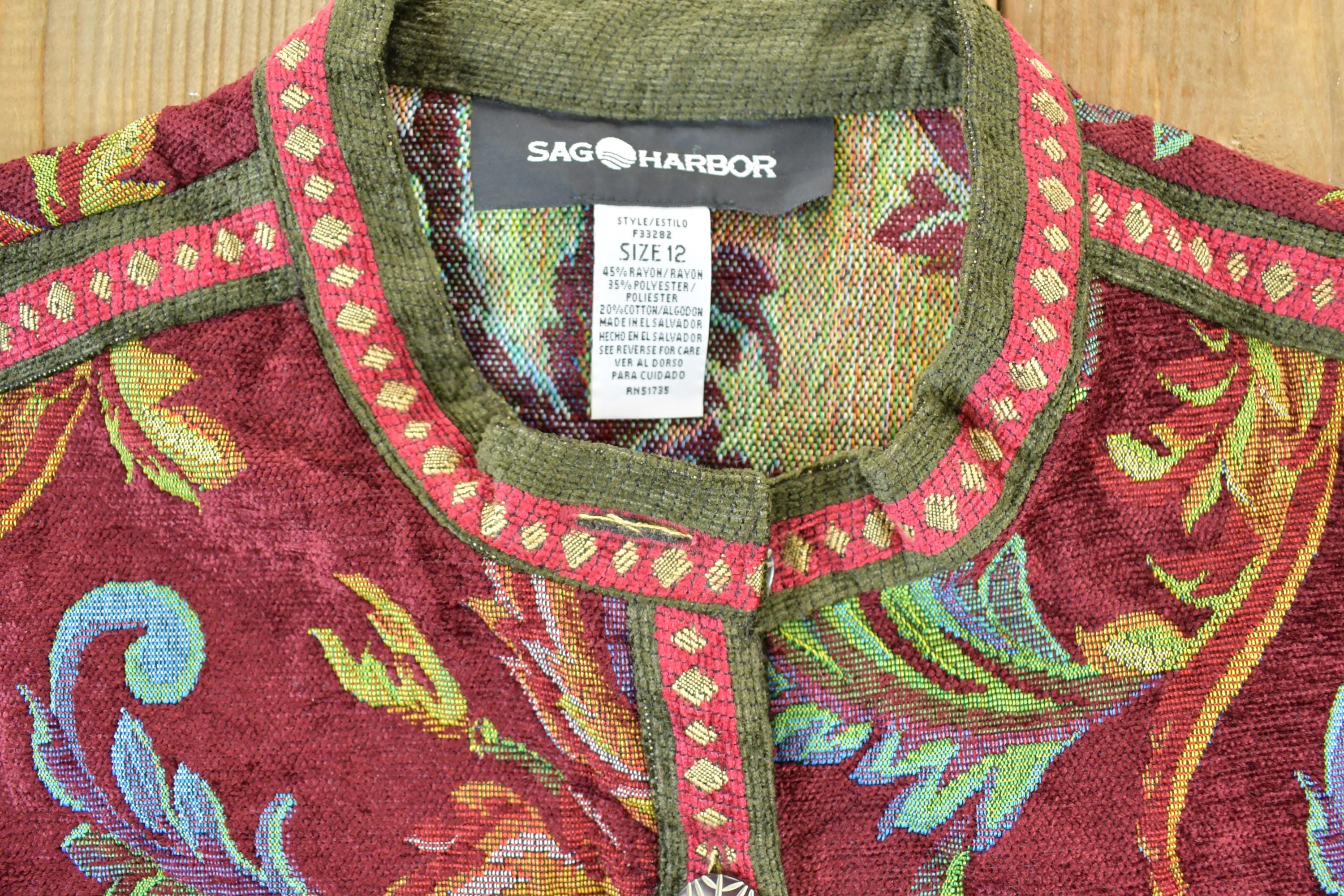 Vintage 1990s Sag Harbour Knit Abstract Pattern Crewneck Sweater Womens Large