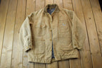 Vintage 1970s Distressed Carhartt Blanket Lined Chore Coat Made In USA