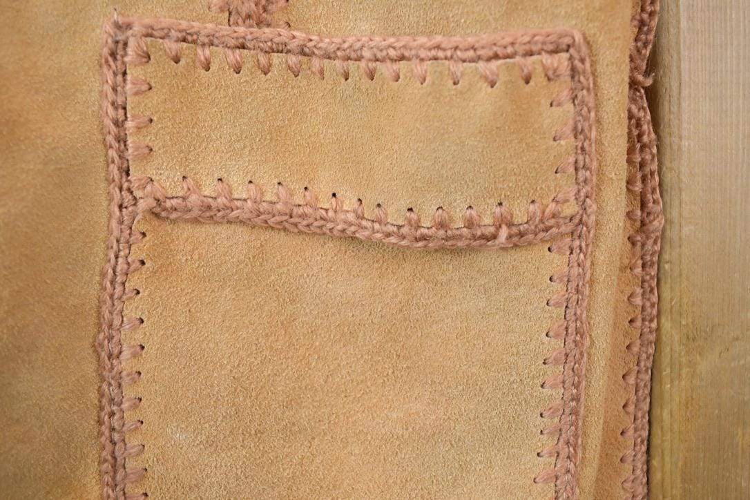 Vintage 1970s Crazy Suede Patchwork Knit Button Up Sweater