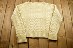 Vintage 1990s 3D Cable Knit Crewneck Sweater