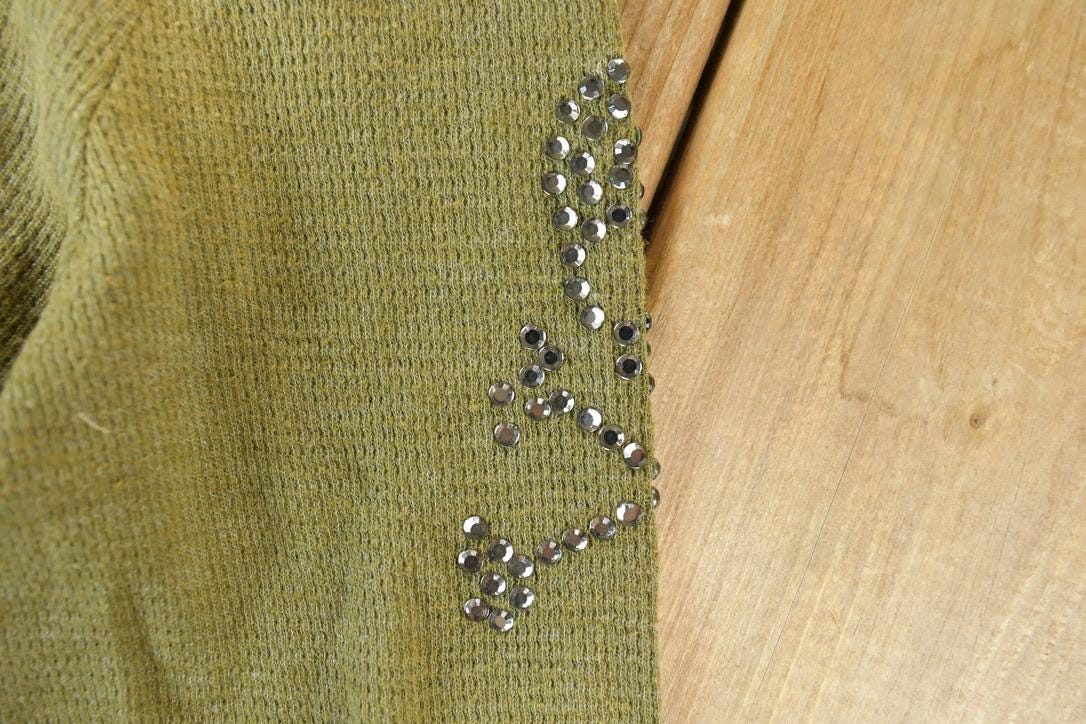 Women Vintage Vigoss Y2K Thermal Army T-Shirt / Vigoss Grunge Skull Print / Contrast Stitch / Internet Famous Clothing / Over Dyed
