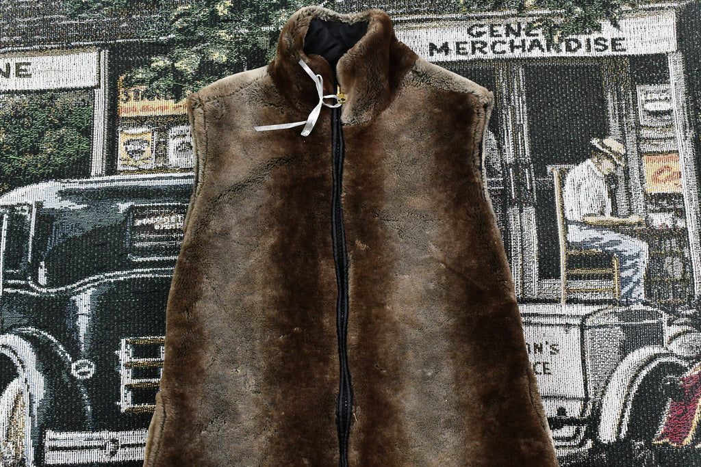 Vintage 1990s Hawke & Co Outfitter Faux Fur Full Zip Vest