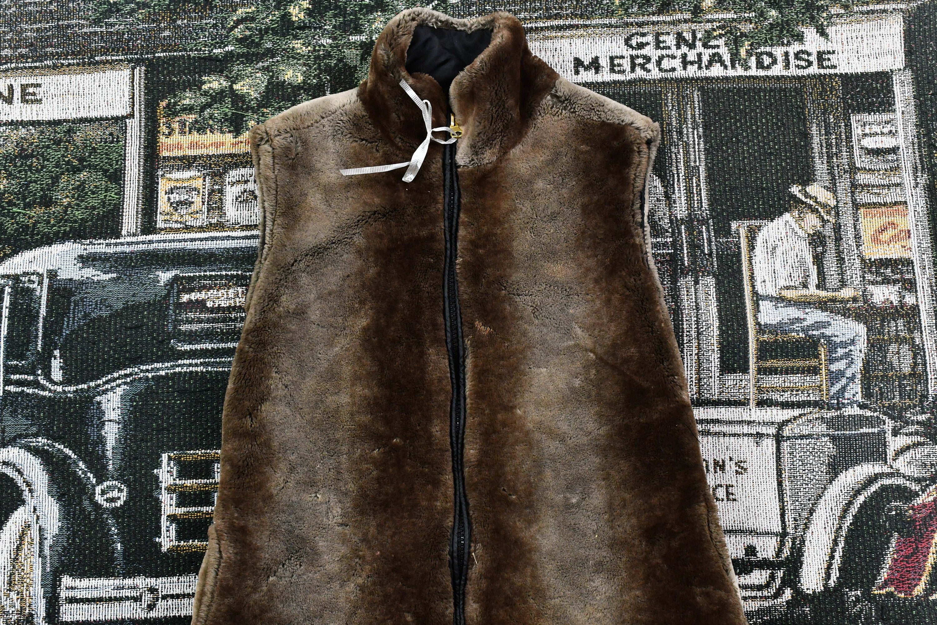 Vintage 1990s Hawke & Co Outfitter Faux Fur Full Zip Vest